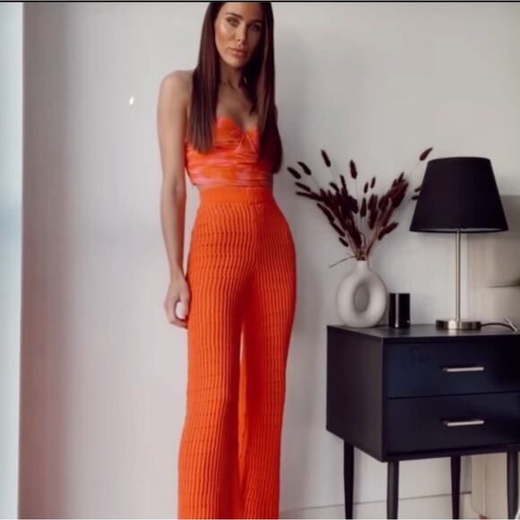 Zara Women's Orange Crochet Pants Size Large NWT - Picture 6 of 14